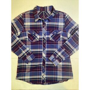 Kuhl Flannel Shirt‎ Blue Red Plaid Women's Size M Long Sleeve